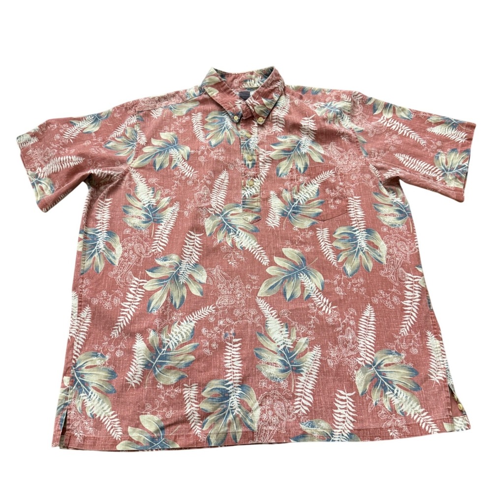 Reyn Spooner Hawaiian Traditionals Shirt Mens XL Red Tropical Leaf Popover XL